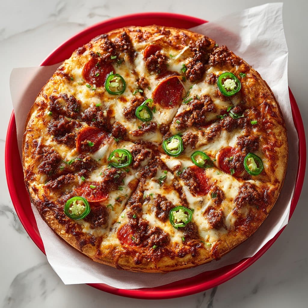 Brooks' hot and spicy stone-baked pizza, fresh from the oven